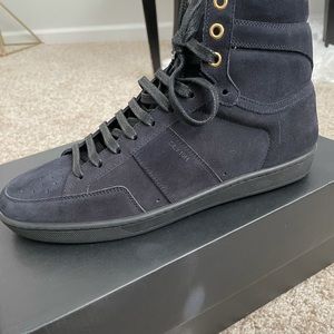 Navy Blue Suede Soho YSL sneakers